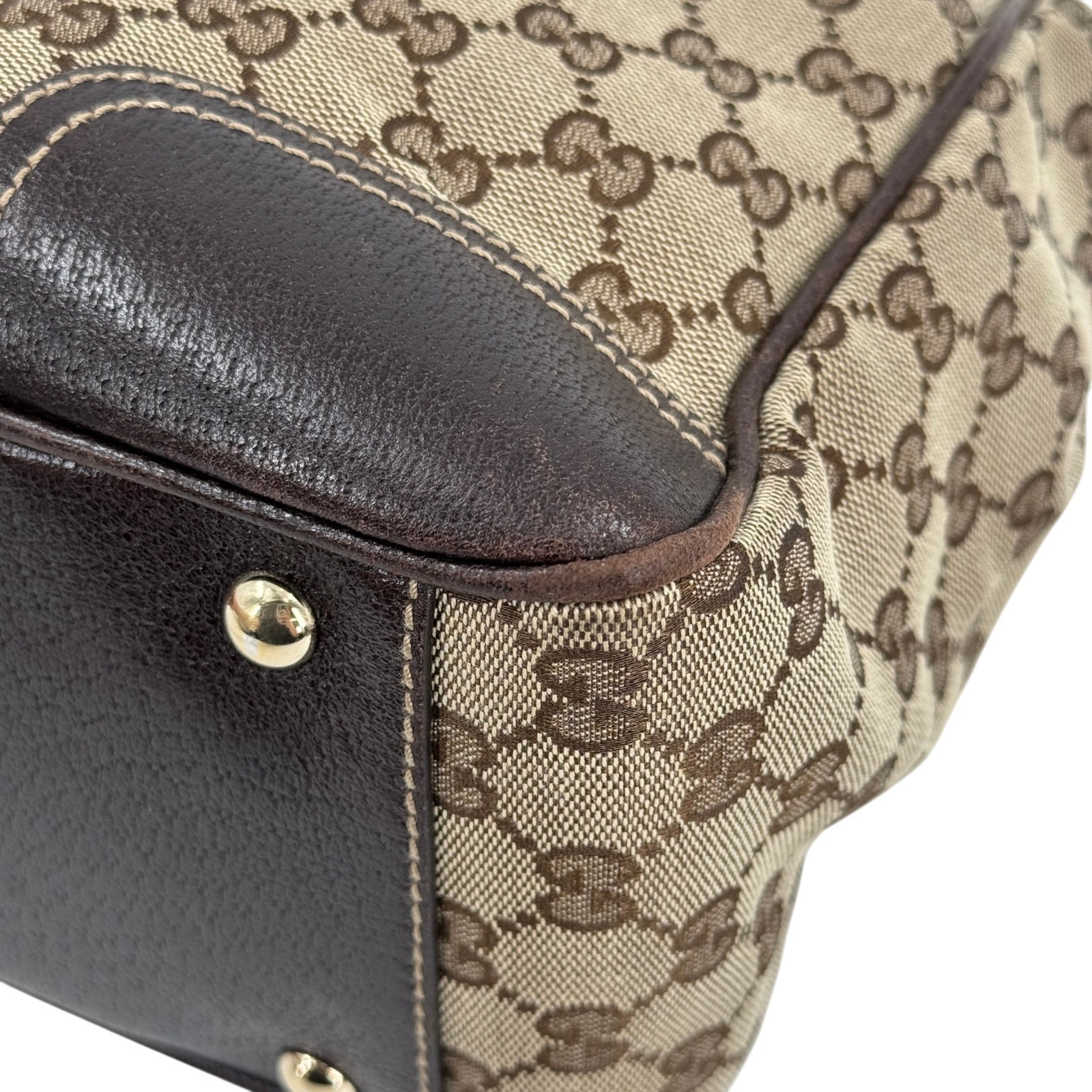 Auth GUCCI Princy GG Canvas Shoulder Bag Sherry Line Ribbon Bow