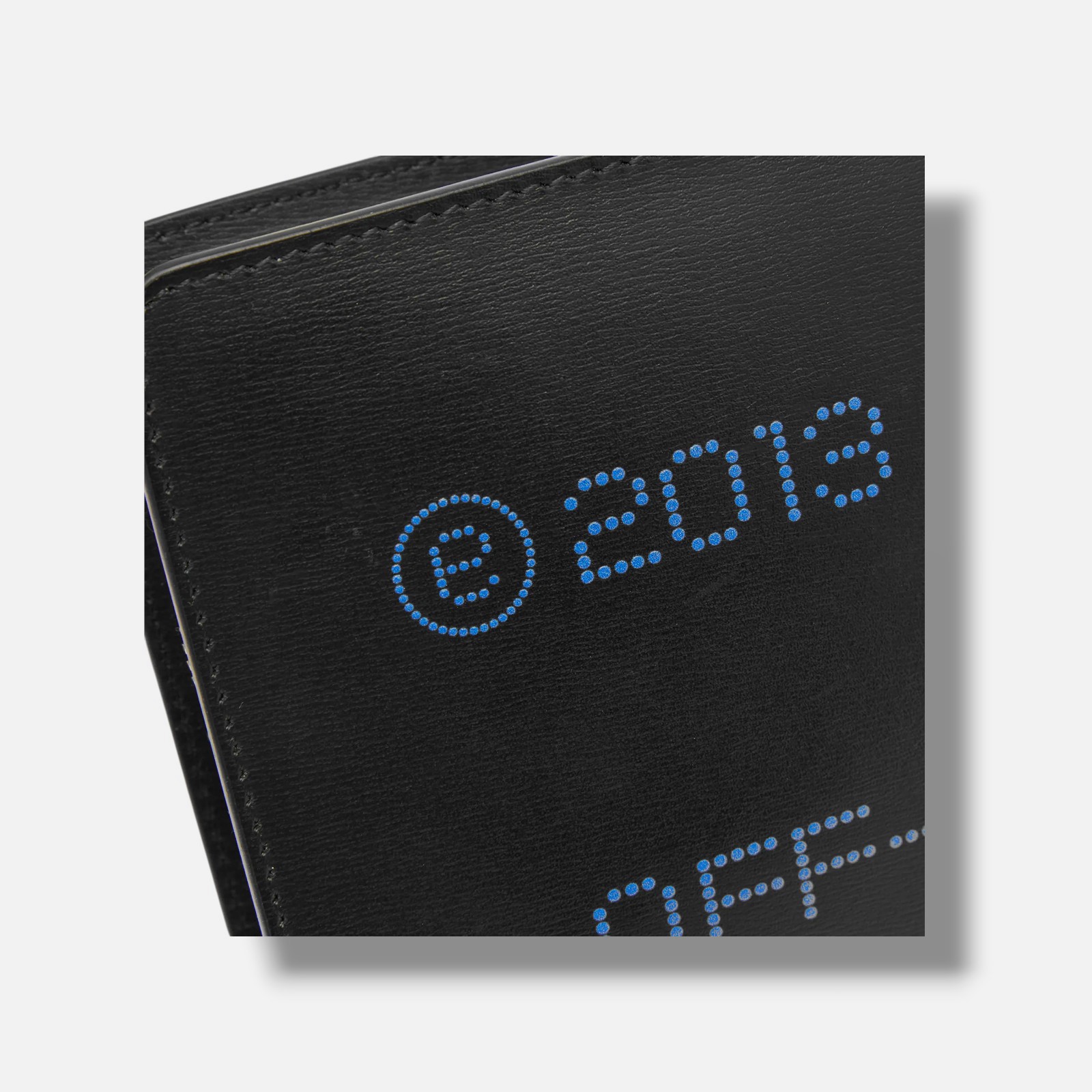 Off-White Women Black Blue Leather Zip Tie Clutch Purse Hand Bag