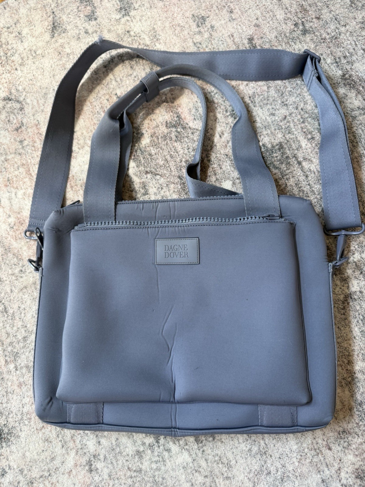 DAGNE DOVER Ryan Neoprene Laptop Bag 16″ x 13″ Messenger Crossbody Blue Gray