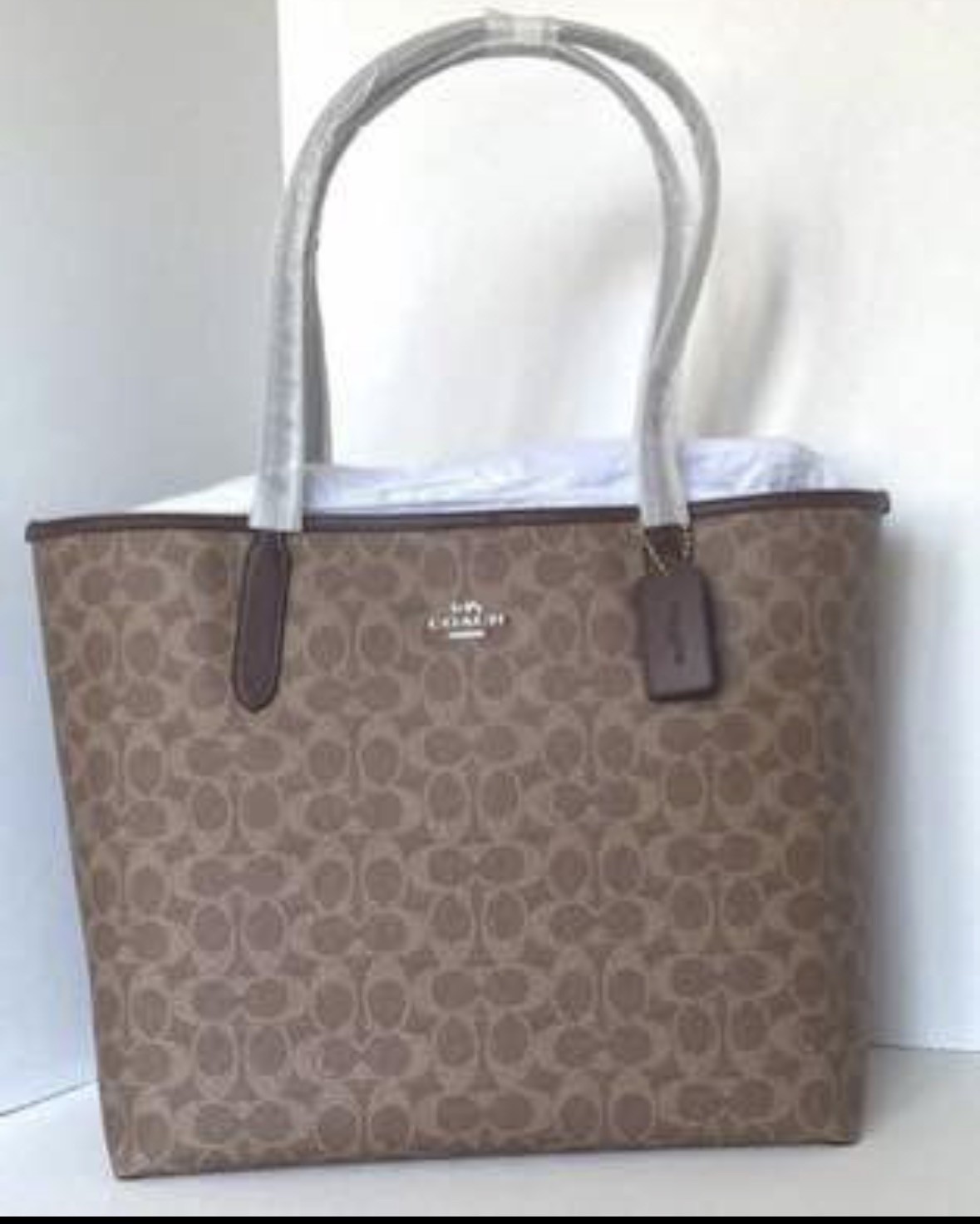 COACH Coach Signature City Tote (CV976) IM/Tan/Brown (New w/ Tags)