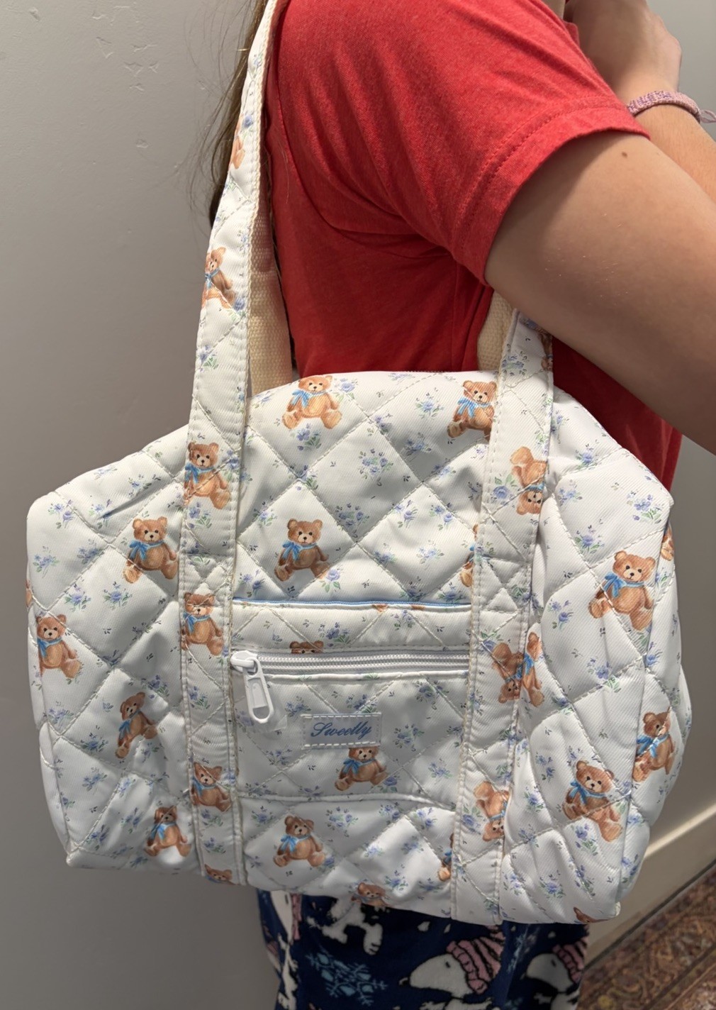 Sweetly Bear Handbag Purse Teddy Bear New Cotton Tote Bag Boutique