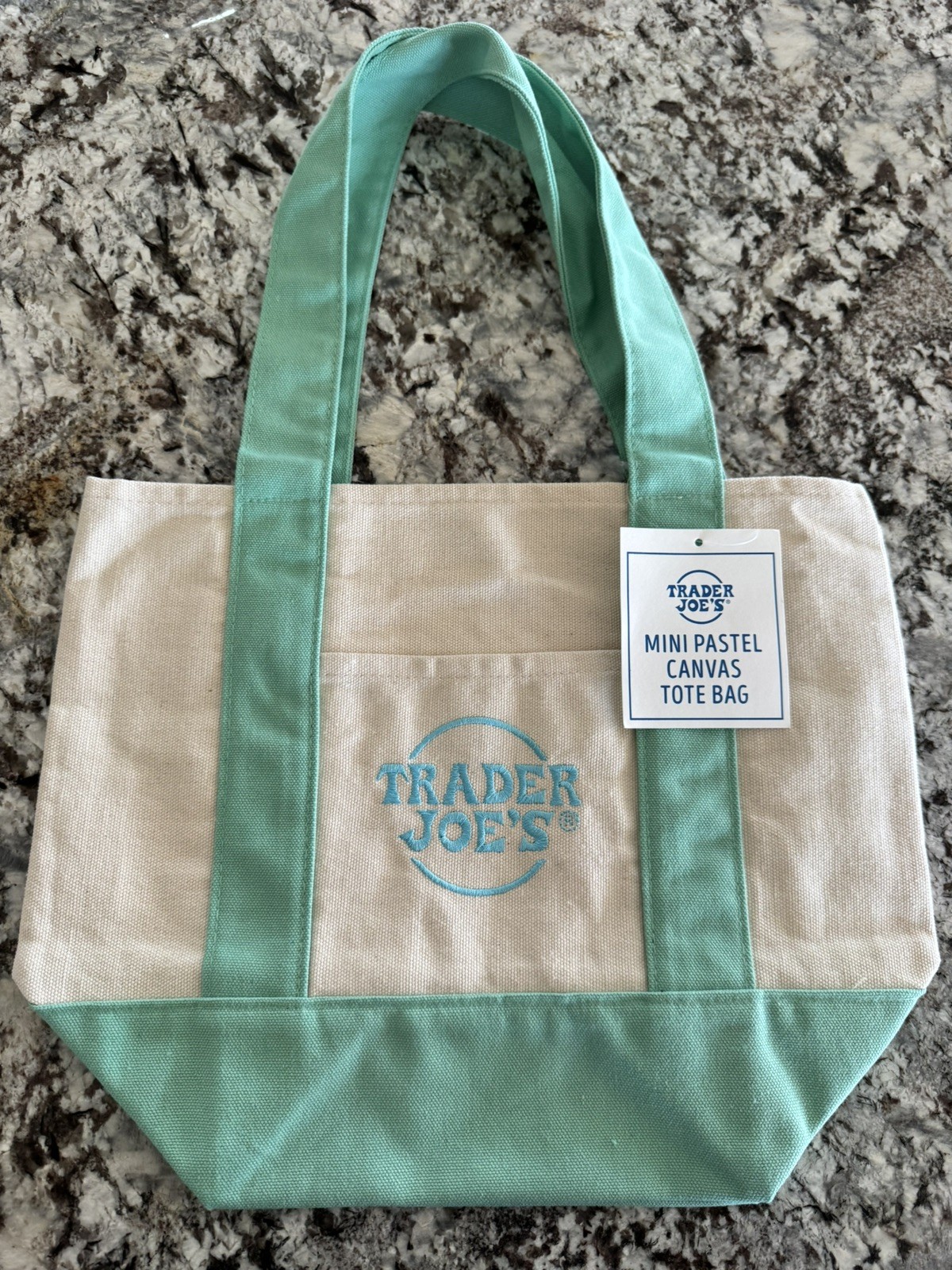 Trader Joe’s Mint Green Mini Canvas Tote Bag NWT Limited Edition