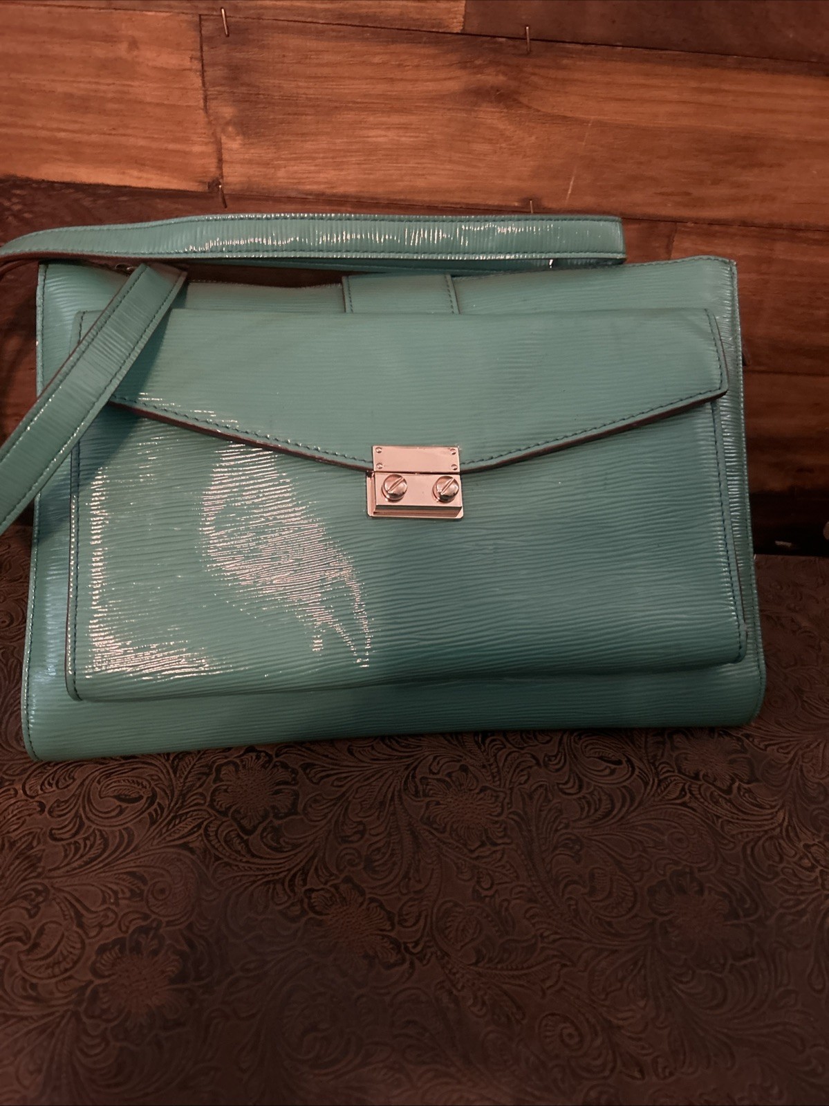 Melie Blanco Los Angeles Patent Leather Gold Hardware Convertible Hand Bag