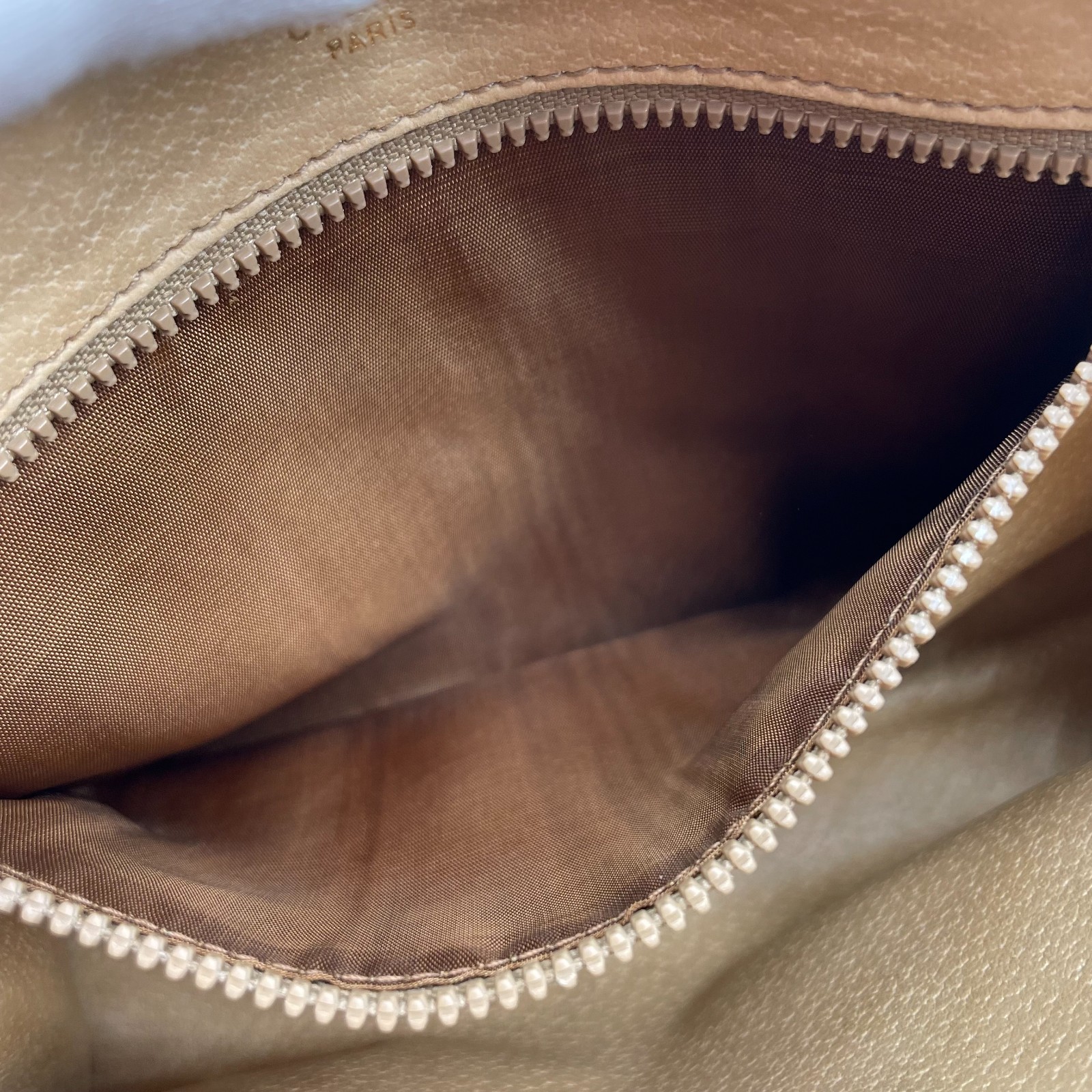 Celine Clutch Bag Brown Macadam Triomphe Leather Leather PVC Pouch Y2K Auth