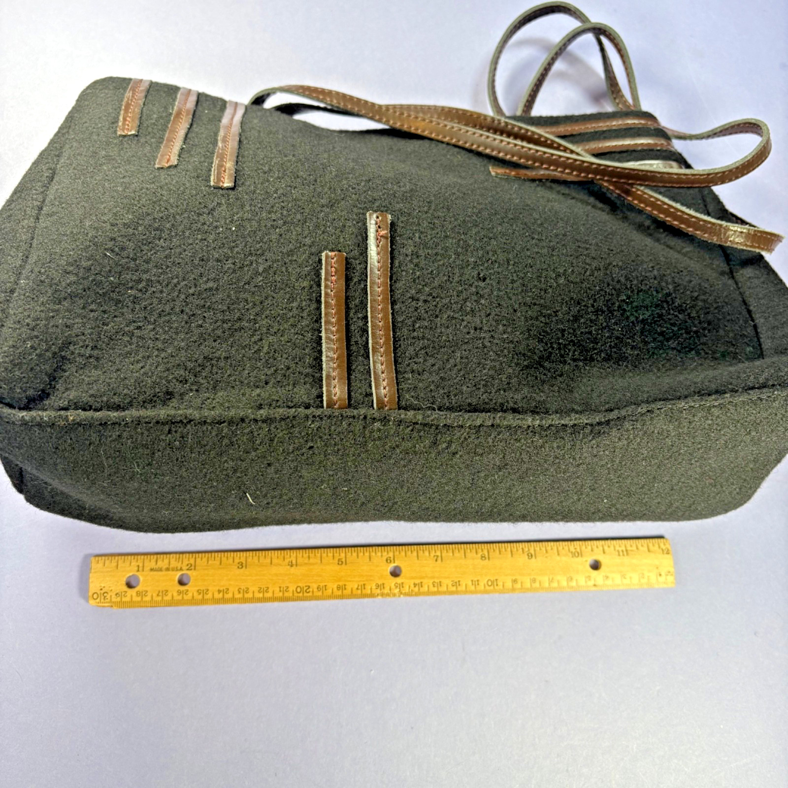 Vtg Capaccioli Wool, Linen, & Leather Shoulder Purse/Bag Made in Italy Boho Soft