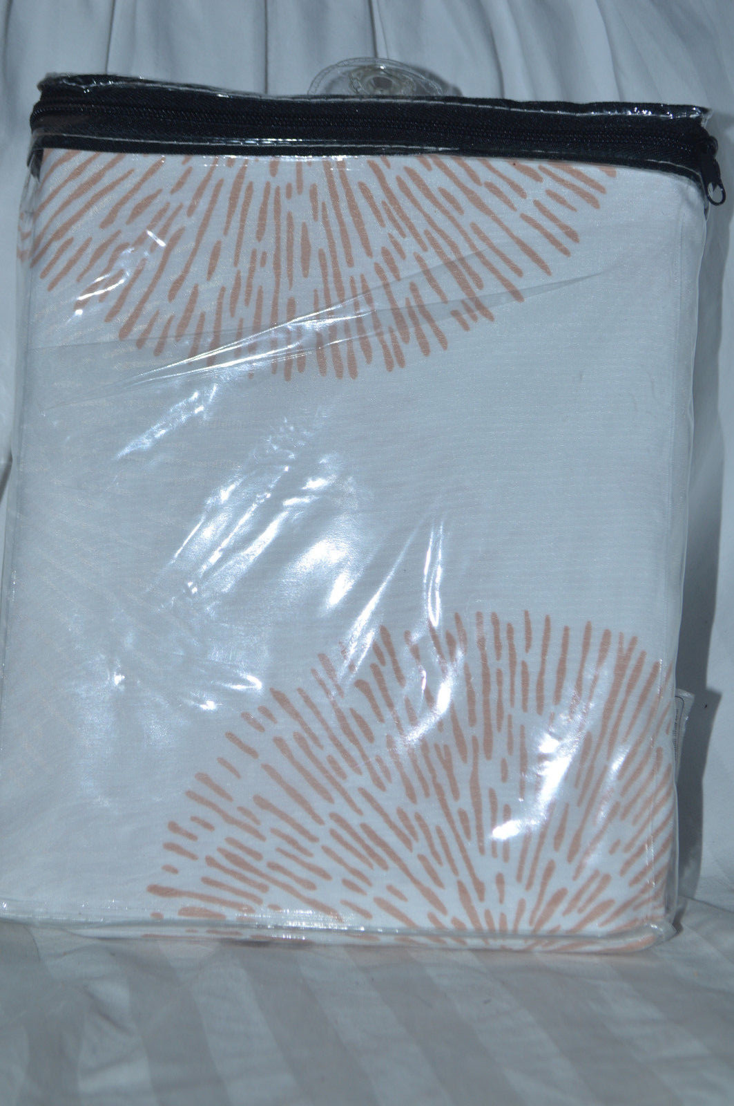 LISBON Shower Orange And White/ Blush Curtain 72in X 72in NIP