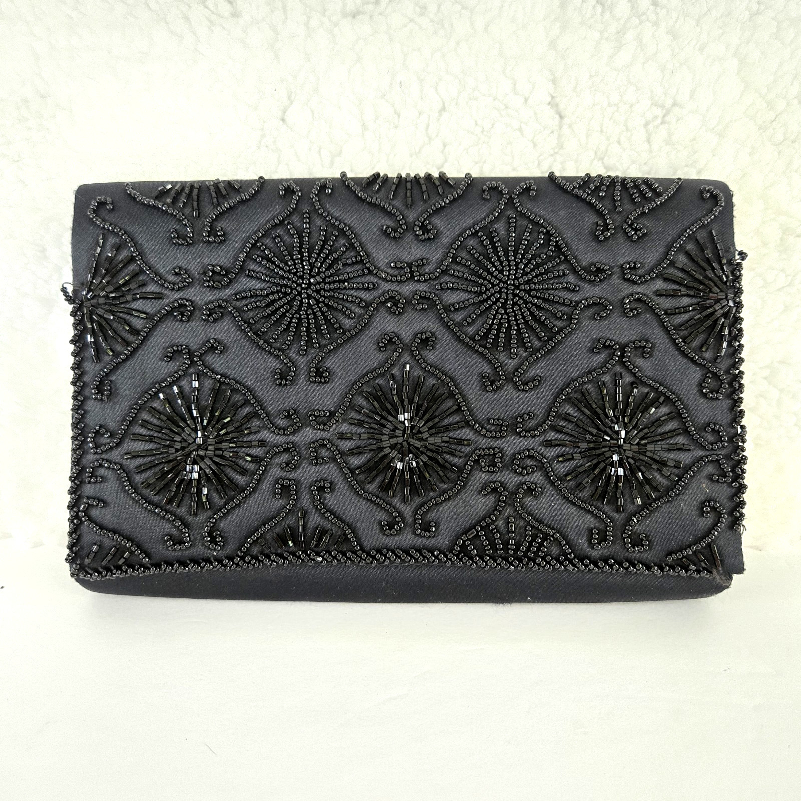 Beaded Black Clutch Purse Prom Wedding Party Evening Dressy Unbranded
