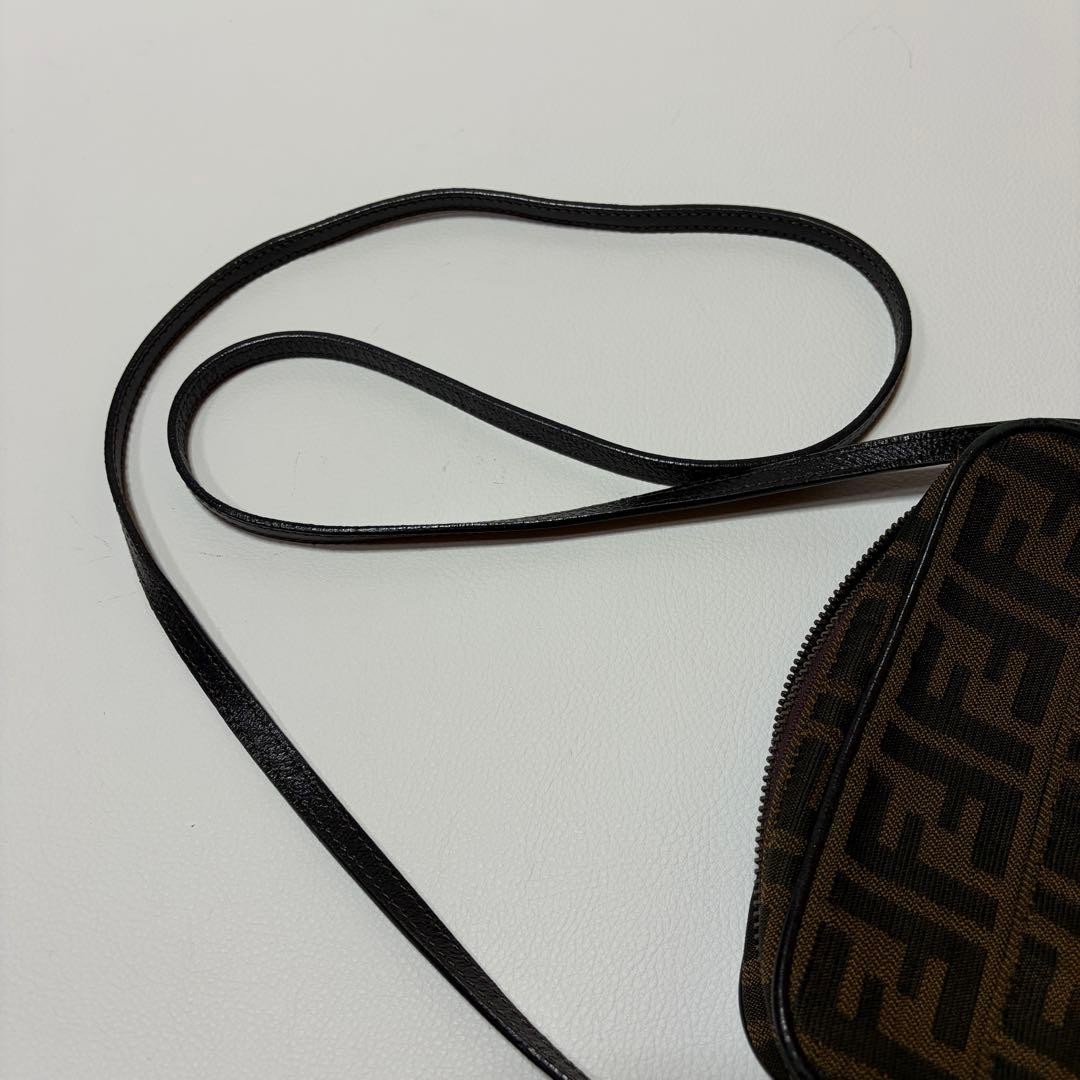 FENDI Square Shoulder Bag Zucca Pattern Sacoche Crossbody 11a