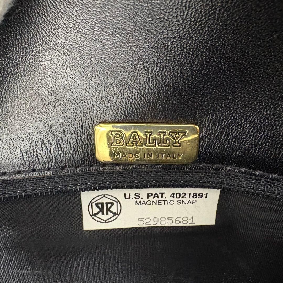 BALLY Handbag Leather Black Gold Self standing Authentic From Japan