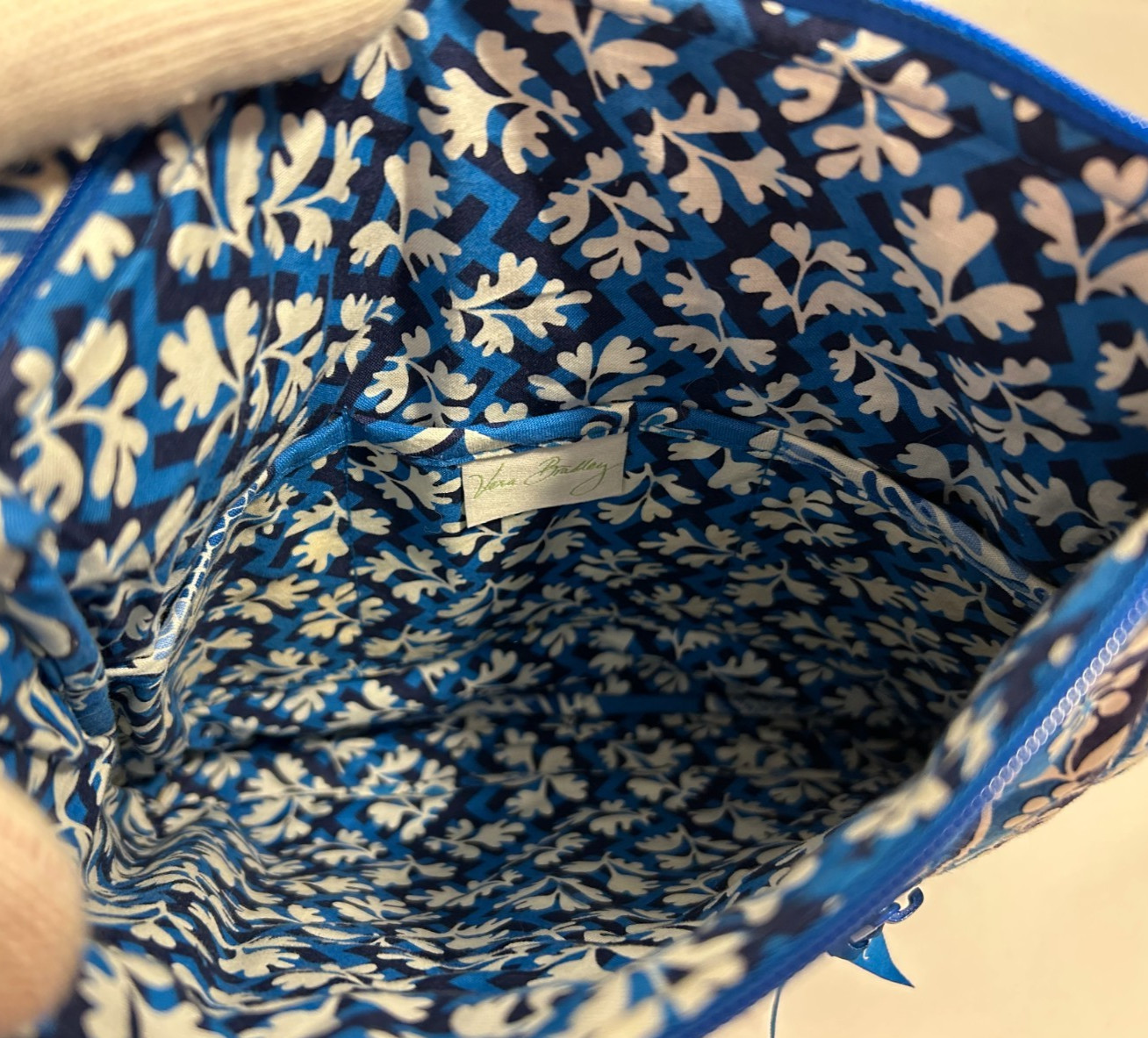 Vera Bradley White Blue Flowers Quilted Shoulder Crossbody Purse Bag