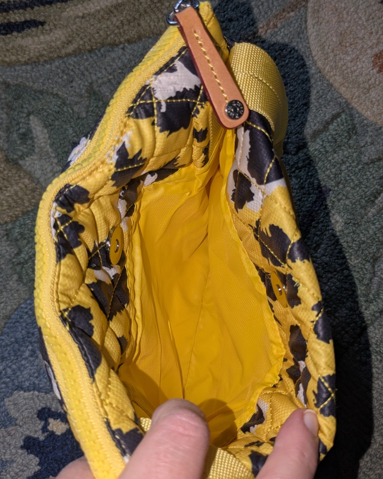 MZ WALLACE Rec Metro Flat Quilted Nylon Crossbody Yellow Leopard NEW