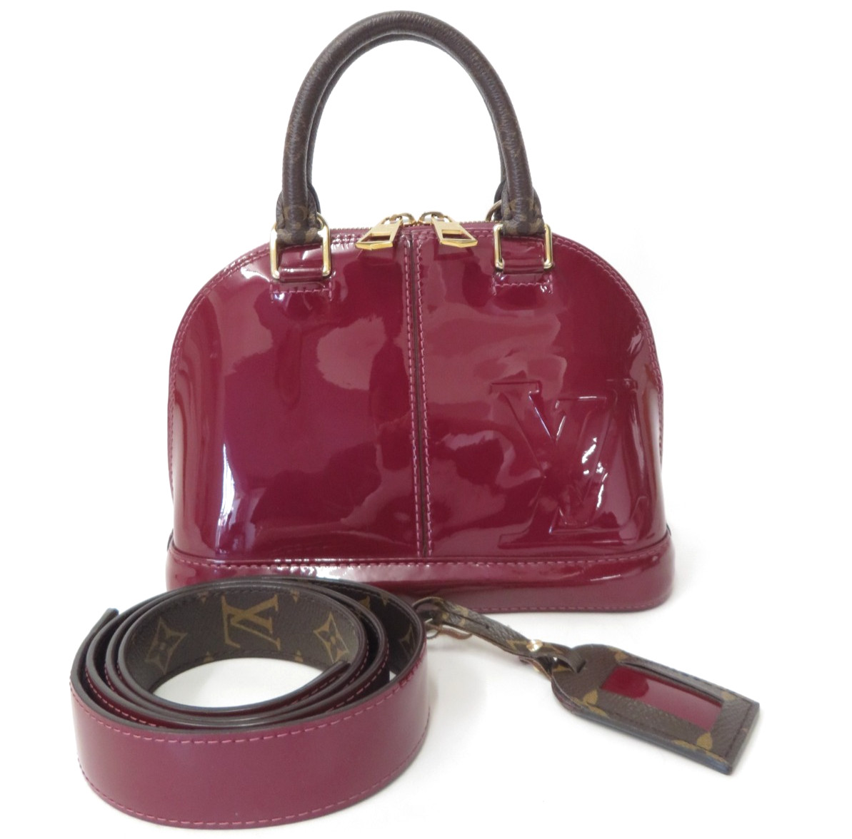 Auth Louis Vuitton Monogram Vernis Alma BB Miroir 2Way Shoulder Hand Bag F#53917