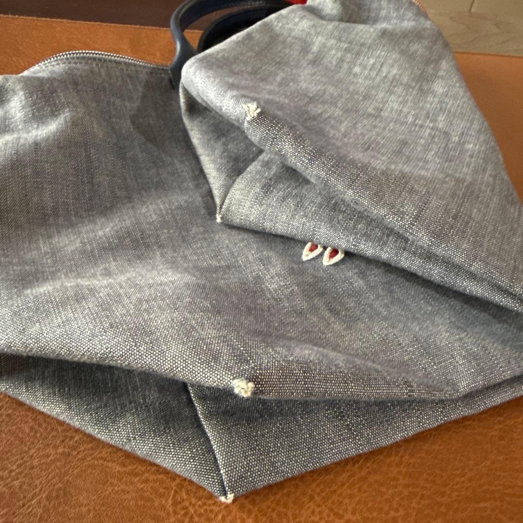 Longchamp Le Pliage On The Road 2Way Shoulder Bag Gray Denim Fabric Leather Japa