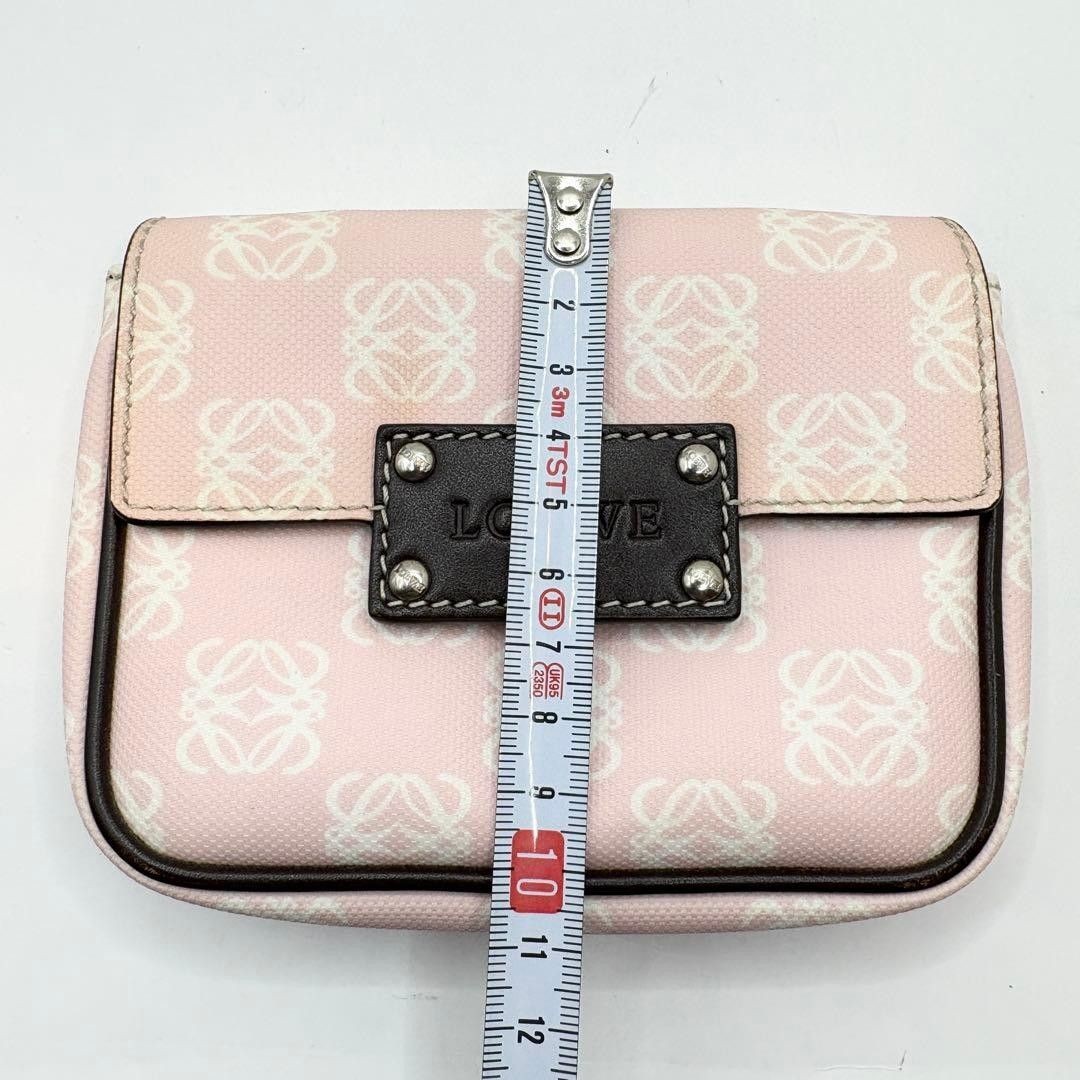 LOEWE Mini Pouch Pink Anagram Logo Leather Case 3WAY 5.12 x 3.94 x 1.18 inches
