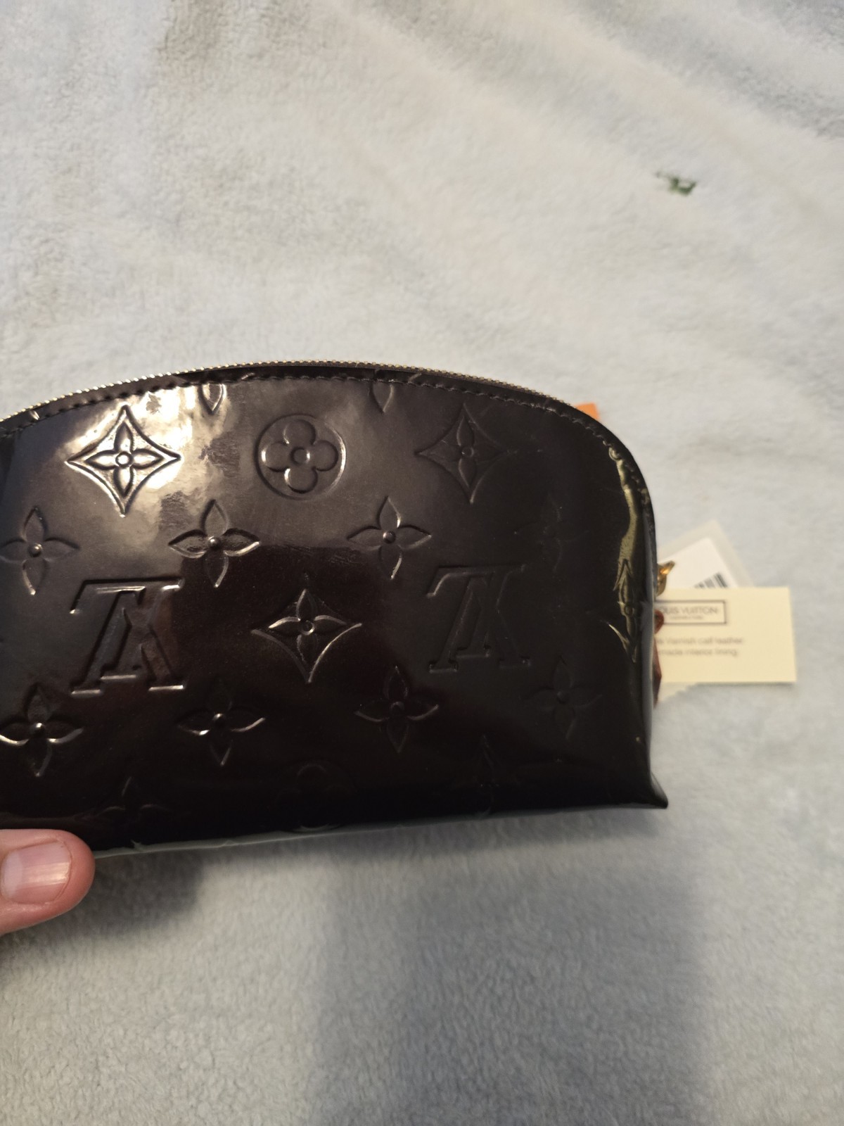 Louis Vuitton Pochette Cosmetic Pouch Amarante Leather Monogram Vernis
