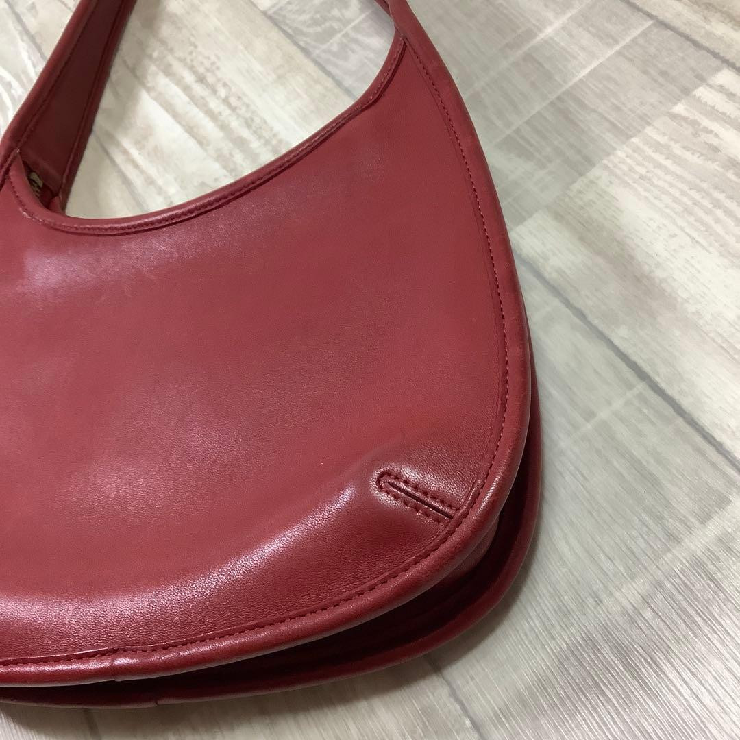 Vintage COACH Ergo Shoulder Bag 9020 Red Leather Purse Old Rare Authentic Japan