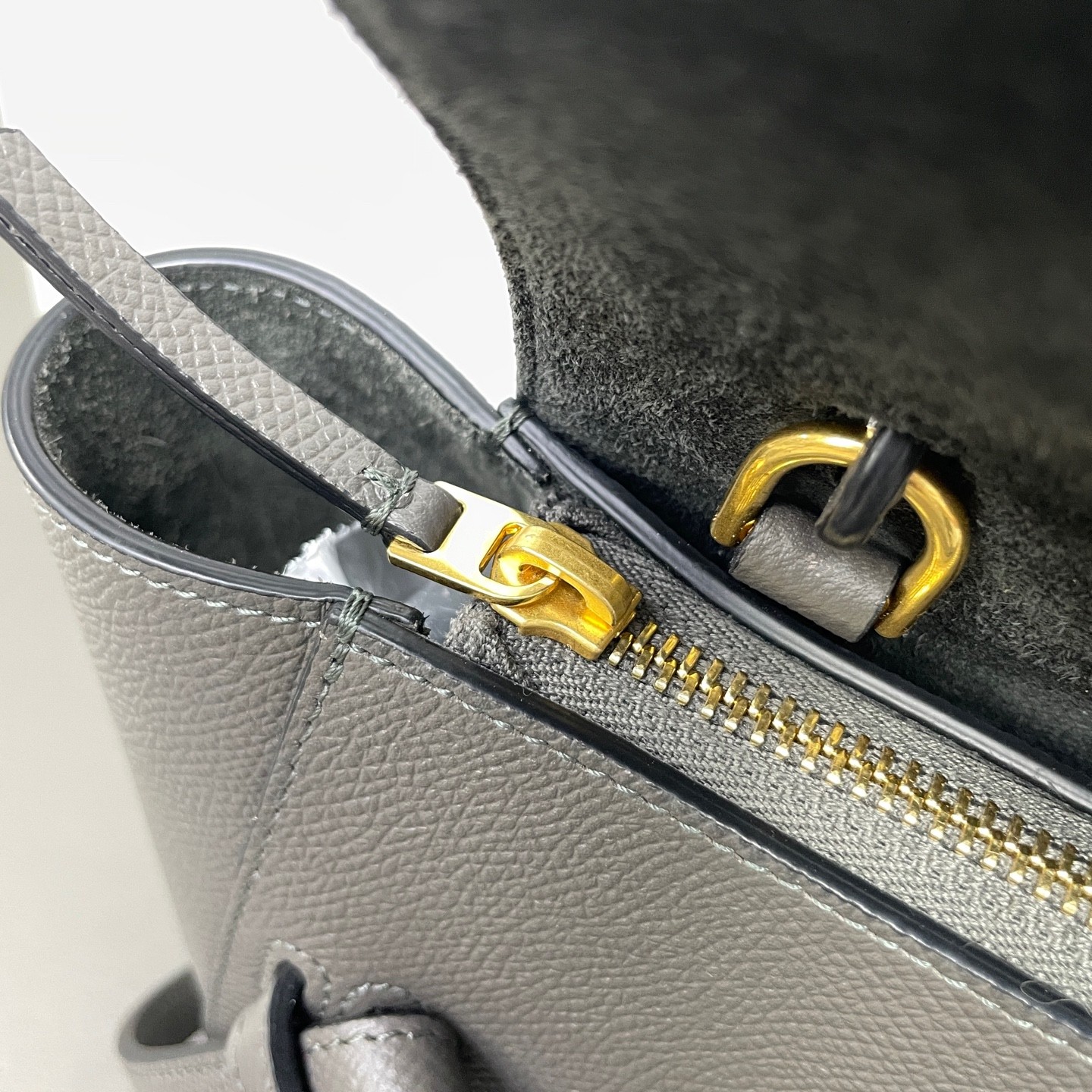 CELINE Belt Mini Grey Grained Calfskin Hand Shoulder Crossbody Duty Paid