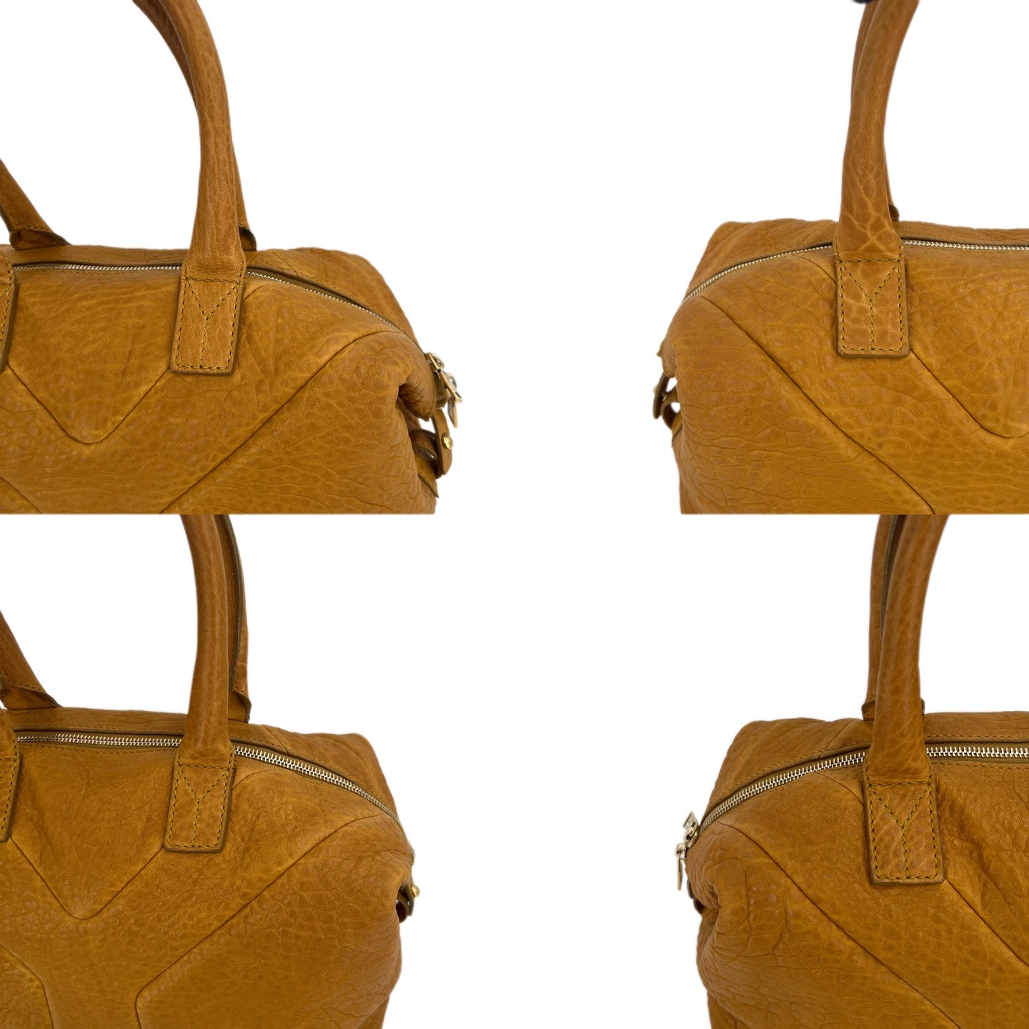 YSL Easy Y Bag Normal Size Camel Brown Litchi Cowhide Daily Handbag US Ship