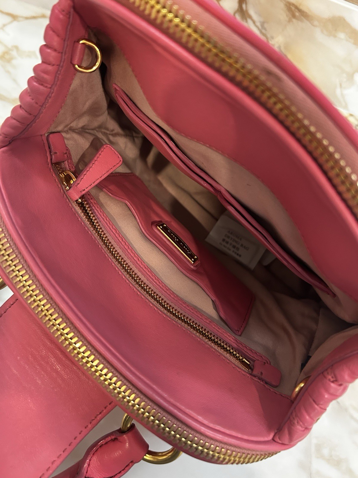 Miu Miu Pink Quilted Satchel Top Handle Bag Gold Hardware Detachable Strap