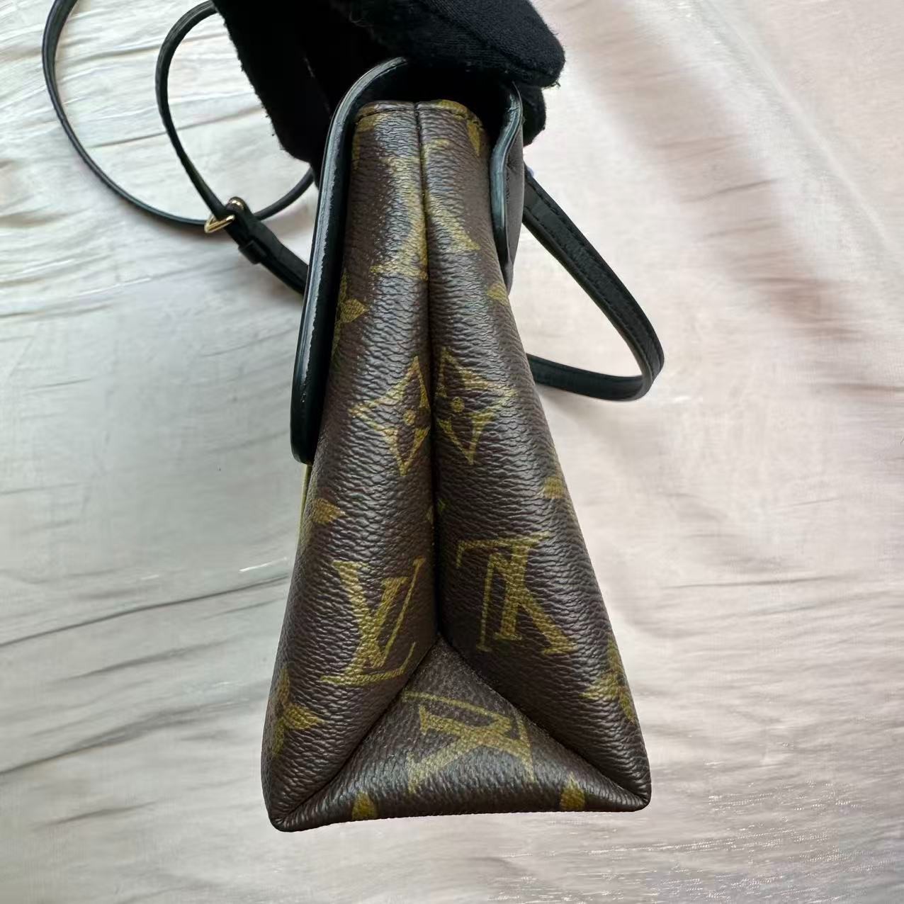 Louis Vuitton Locky BB Monogram Coated Canvas Black Leather Trim Padlock Bag