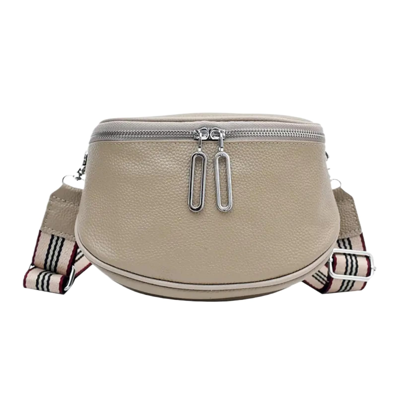 Khaki Genuine Leather Fanny Pack Minimalist Crossbody Sling Chest Bum Bag