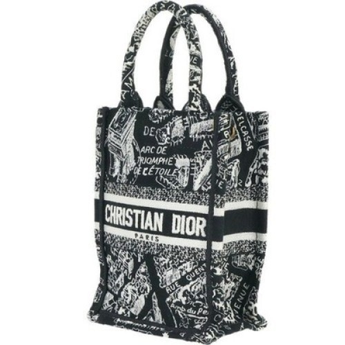Christian Dior Book Tote Vertical Mini Plan de Paris Logo Canvas Shoulder Bag 99
