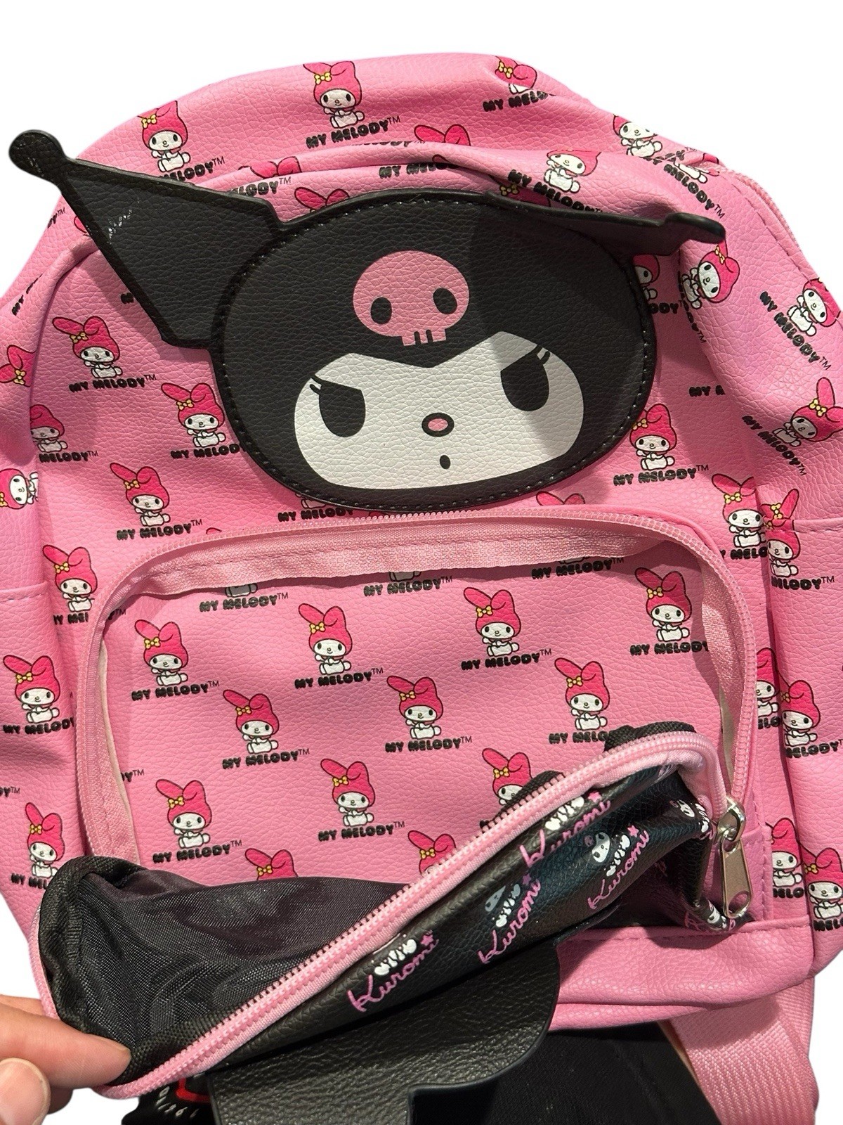 My Melody and Kuromi 12″ Faux Leather Pink Mini Backpack