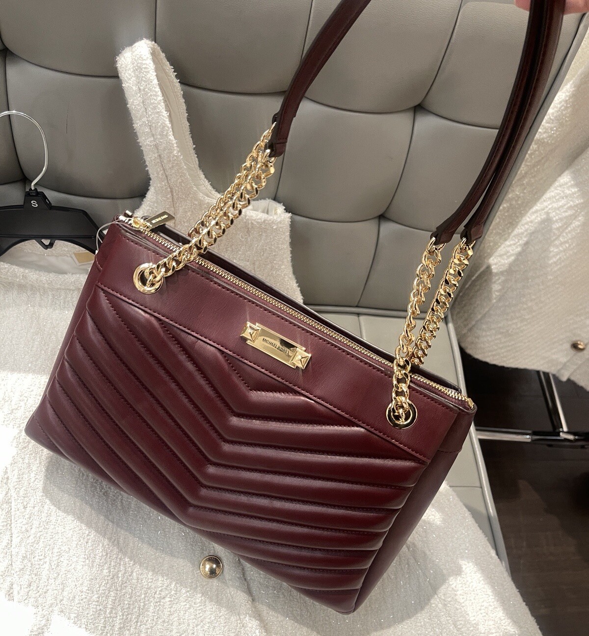 NWT Michael Kors Whitney Quilted MD Chain Shoulder Tote 35R4GWHT6U Dusk MSRP$628