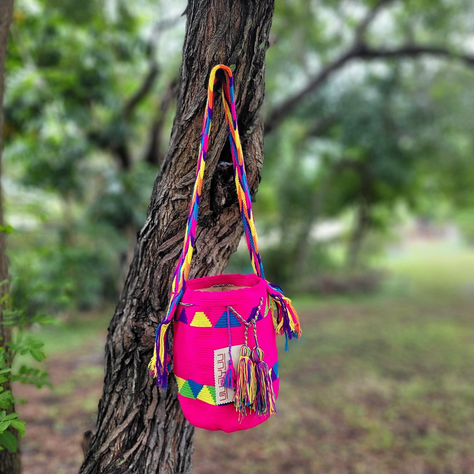 Colombian 🇨🇴 Handmade Large Wayuu Tribe MANY COLORS Mochila Bucket Boho Bag