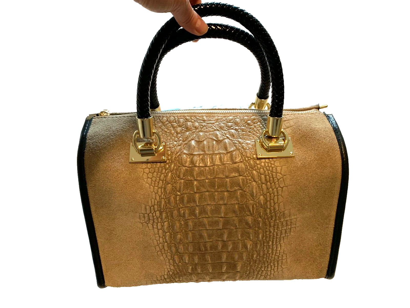 Ladies Italian Genuine Leather Bag. Croco Look. Elegant and stylish