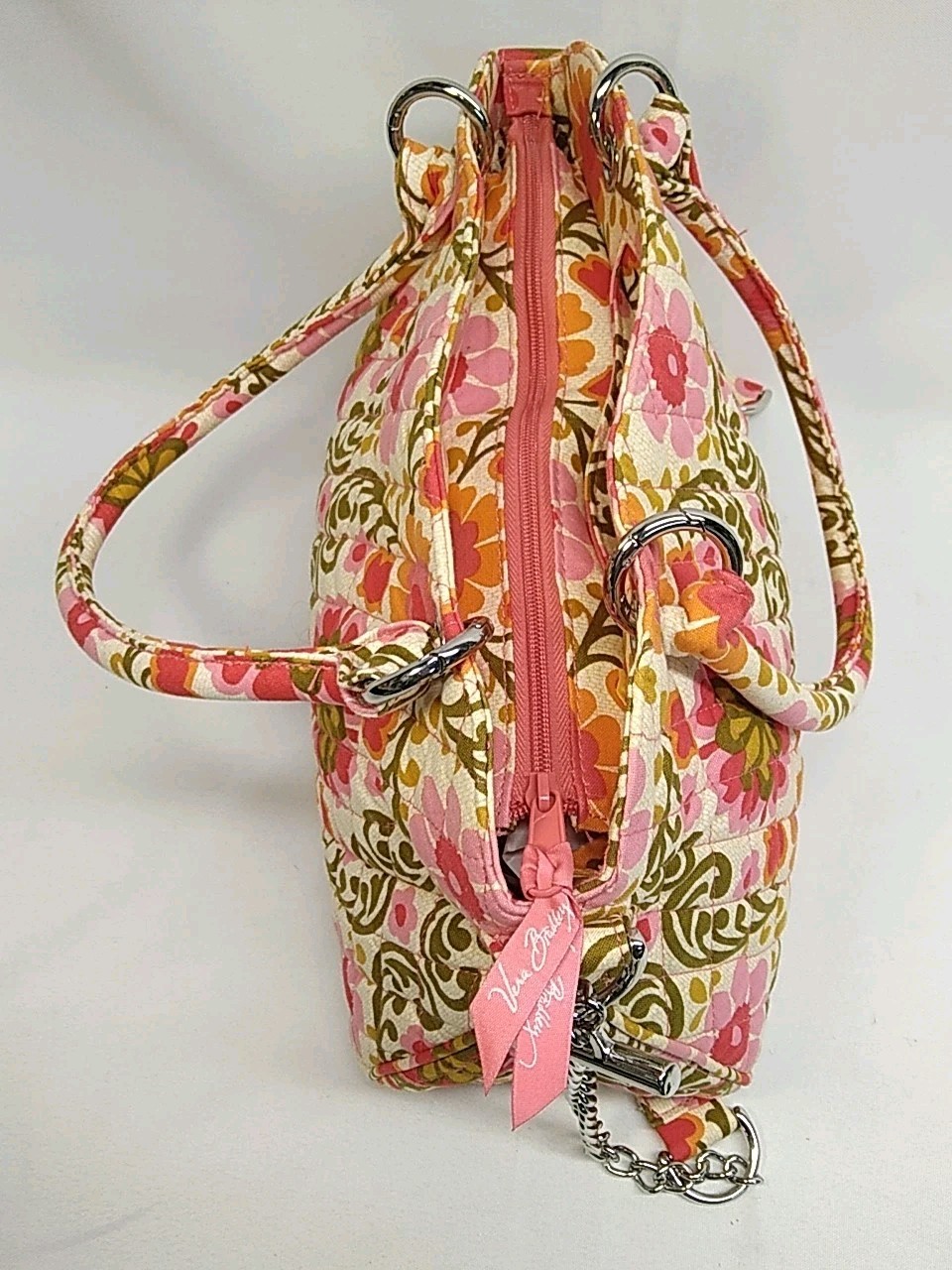 Vera Bradley Chain Bag Shoulder or Crossbody Folkloric Daisy Floral Chrome EUC