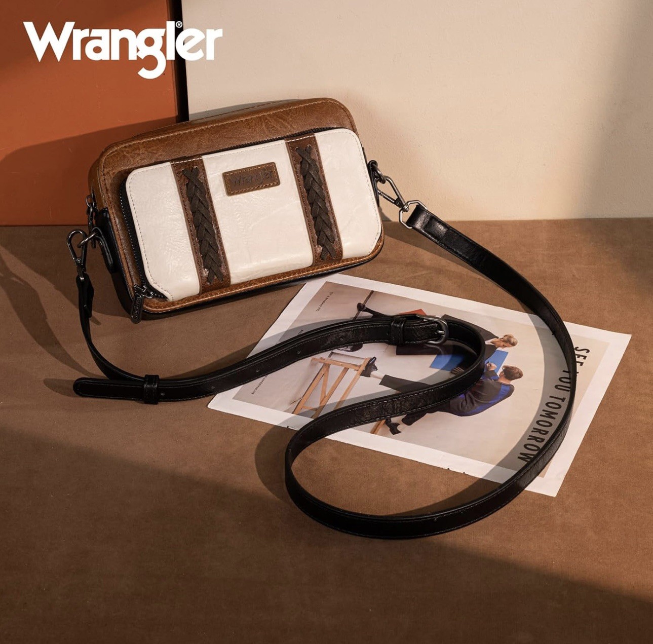 Wrangler Crossbody Bag Small Multi Pocket with Adjustable Strap 7.8 x3.2 x5.6 in