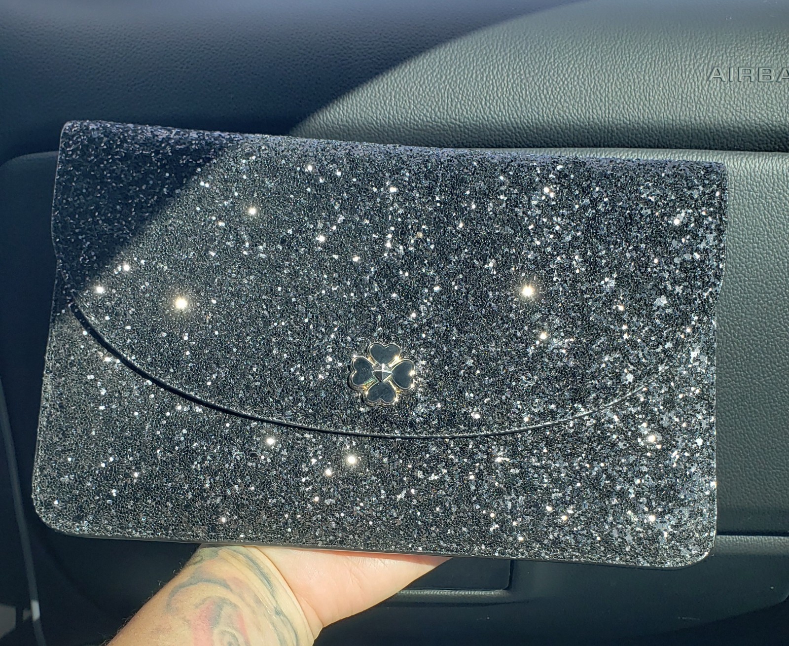 Kate Spade Odette Glitter Large Flap Clutch EUC