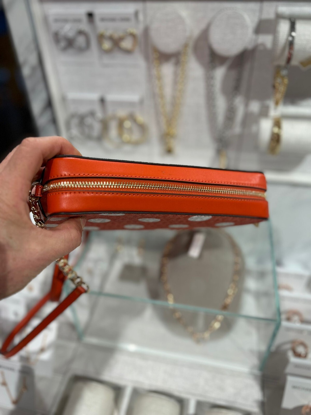 Michael Kors Medium Large Handbag Purse Crossbody Bag + Key Ring Wallet Red Clay