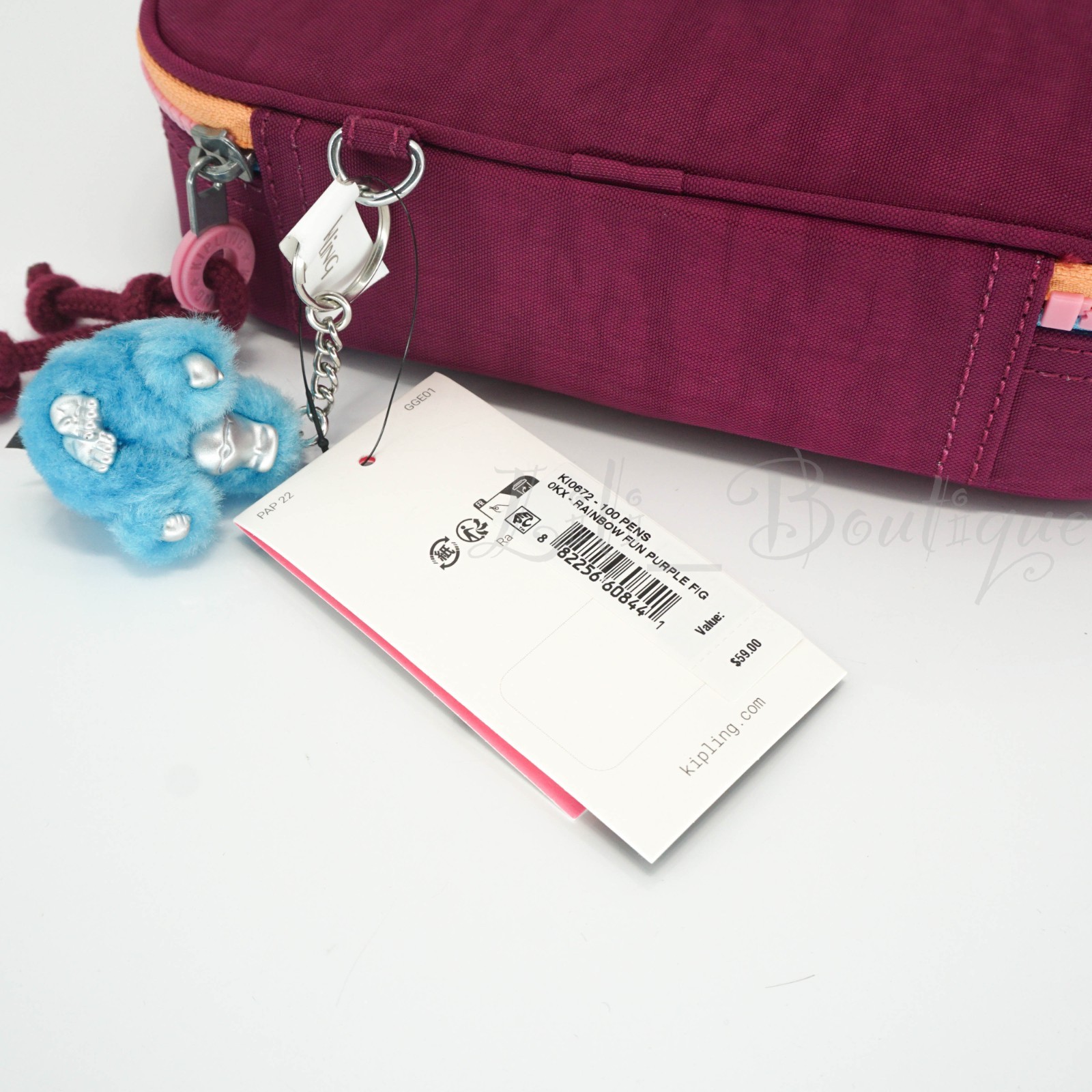 Kipling 100 Pens Case Pencil Accessory Polyamide KI0672 Rainbow Fun Purple Fig