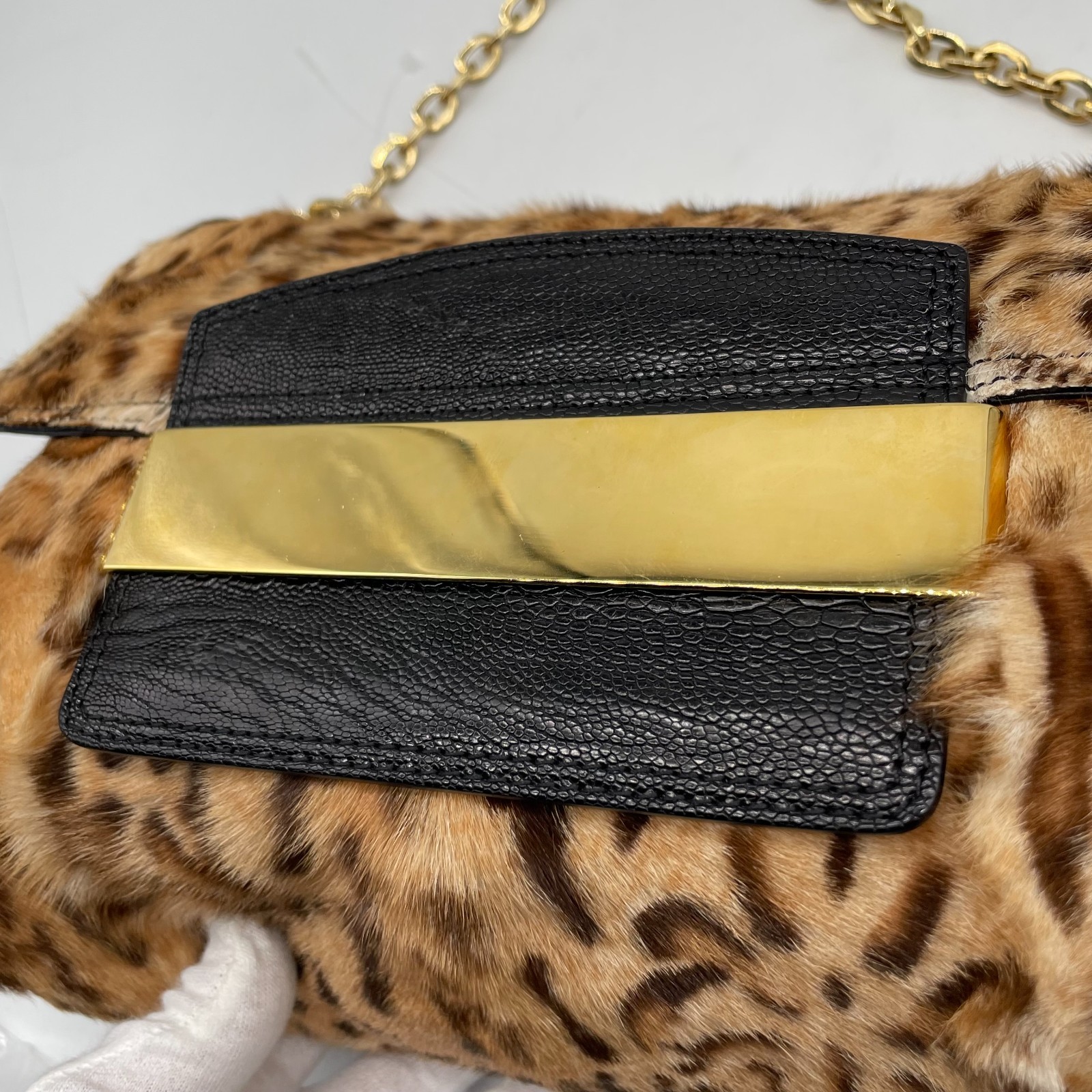 Jimmy Choo Handbag Baguette Shoulder bag Hobo Pony hair Leather Brown Y2K Auth