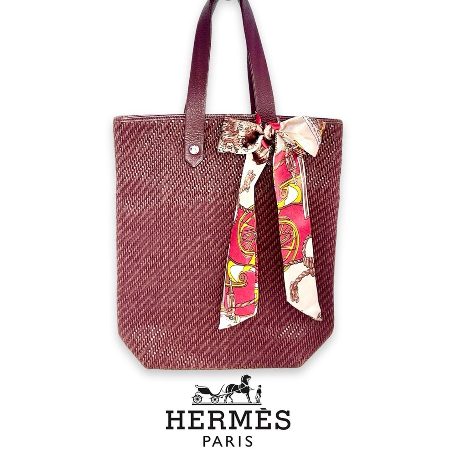 Hermés Ahmedebad Woven Leather Tote in Burnt Sienna
