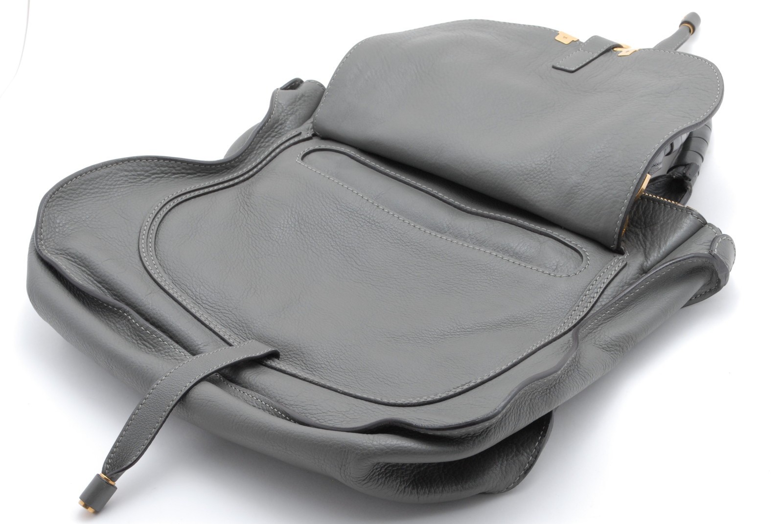 Chloe Marcie Shoulder Hand Bag Leather Gray