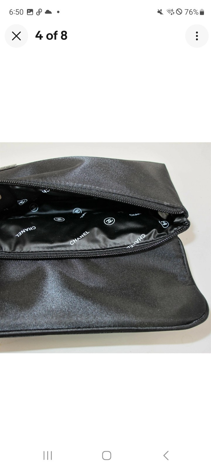 CHANEL Parfums Black Satin Makeup Clutch