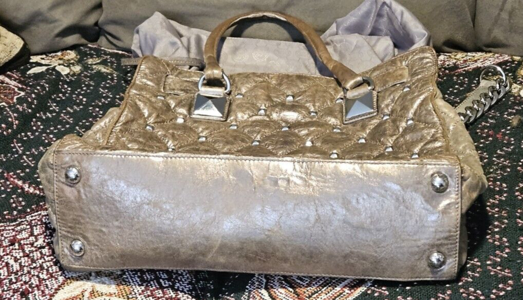 Michael Kors Hamilton Antique Gold Quilted Leather Large Ladies Crossbody Bag