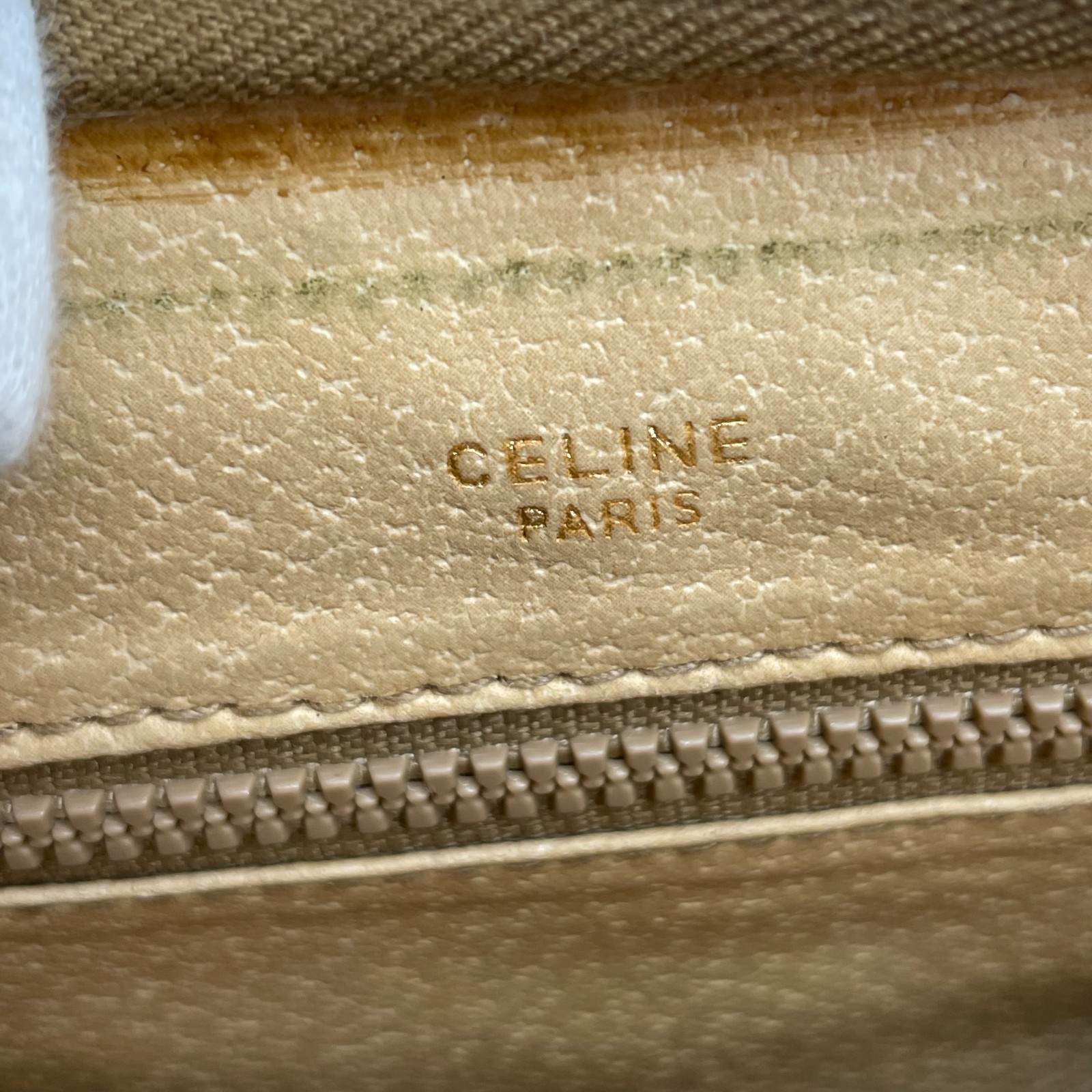 Celine Clutch Bag Brown Macadam Triomphe Leather Leather PVC Pouch Y2K Auth