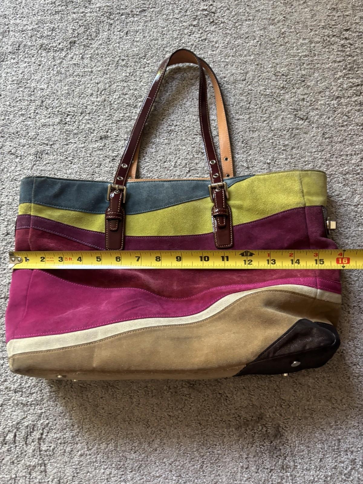 COACH Ltd Edition Wave Design Suede Large Tote + Wristlet & Dustbag