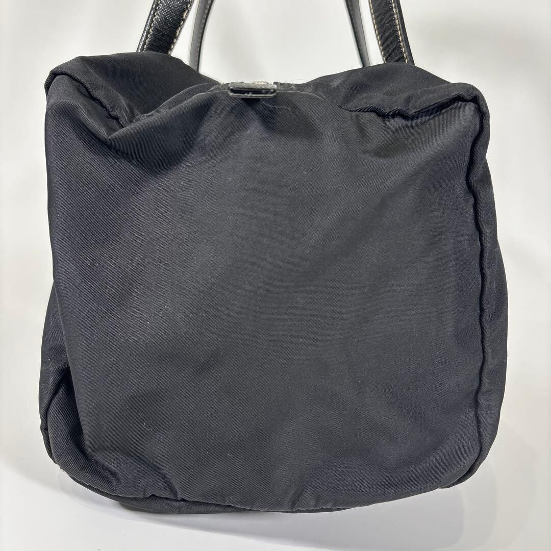 Prada Black Tessuto Nylon Mini Boston Bag Triangle Logo Shoulder Tote 31.5cm
