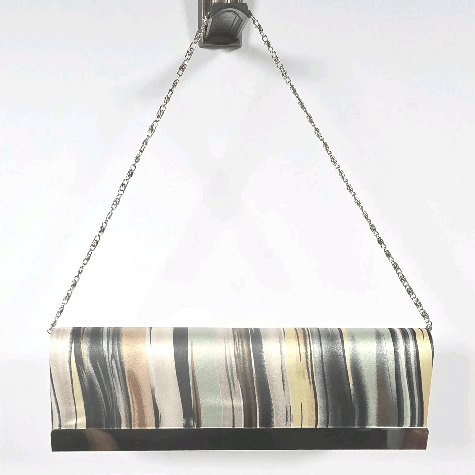 Bijoux Terner Clutch Purse Evening Hand Bag Multicolored Striped Fabric Silver