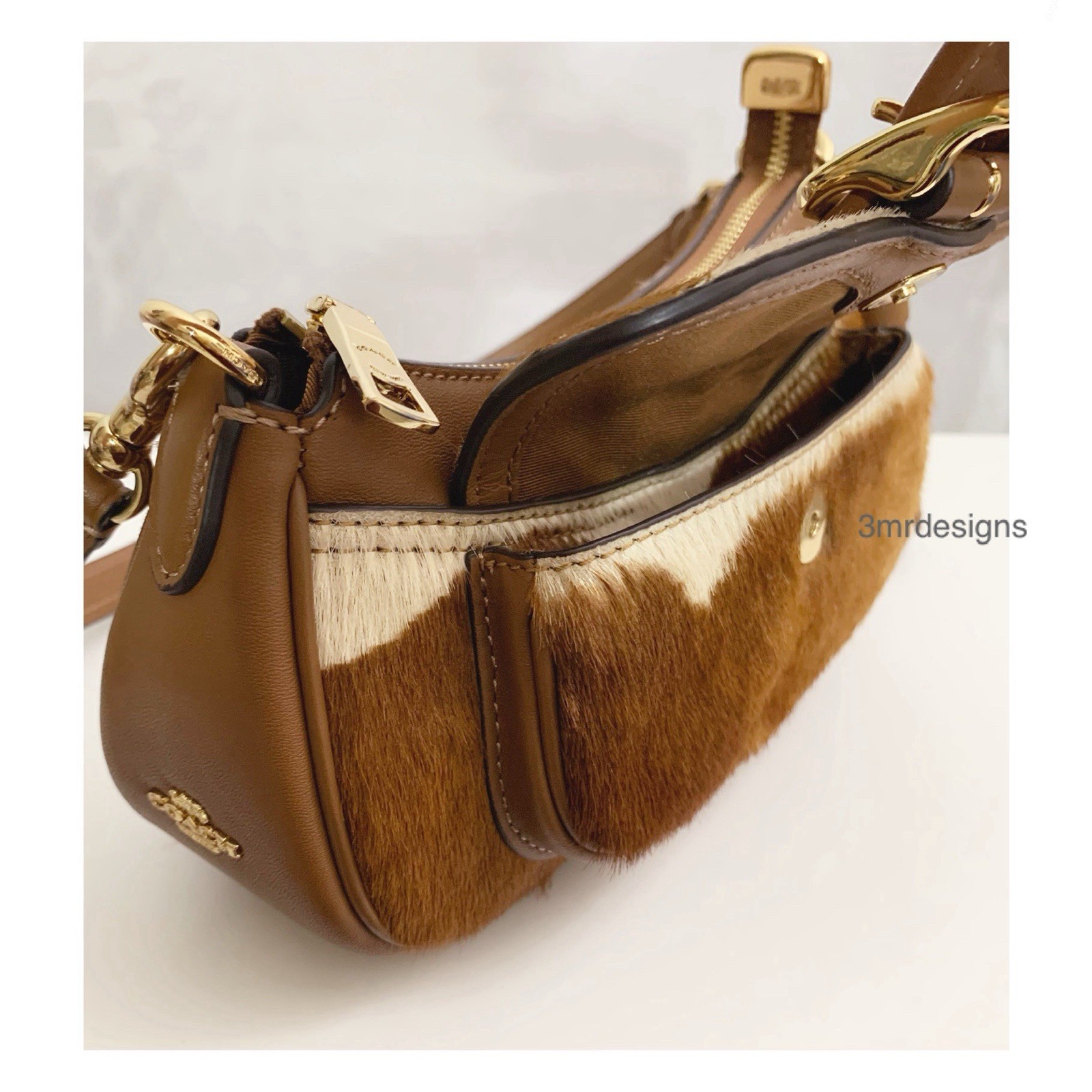 NWT COACH Ashton Mini Haircalf With Cow Print Smooth Leather Purse/Crossbody Bag