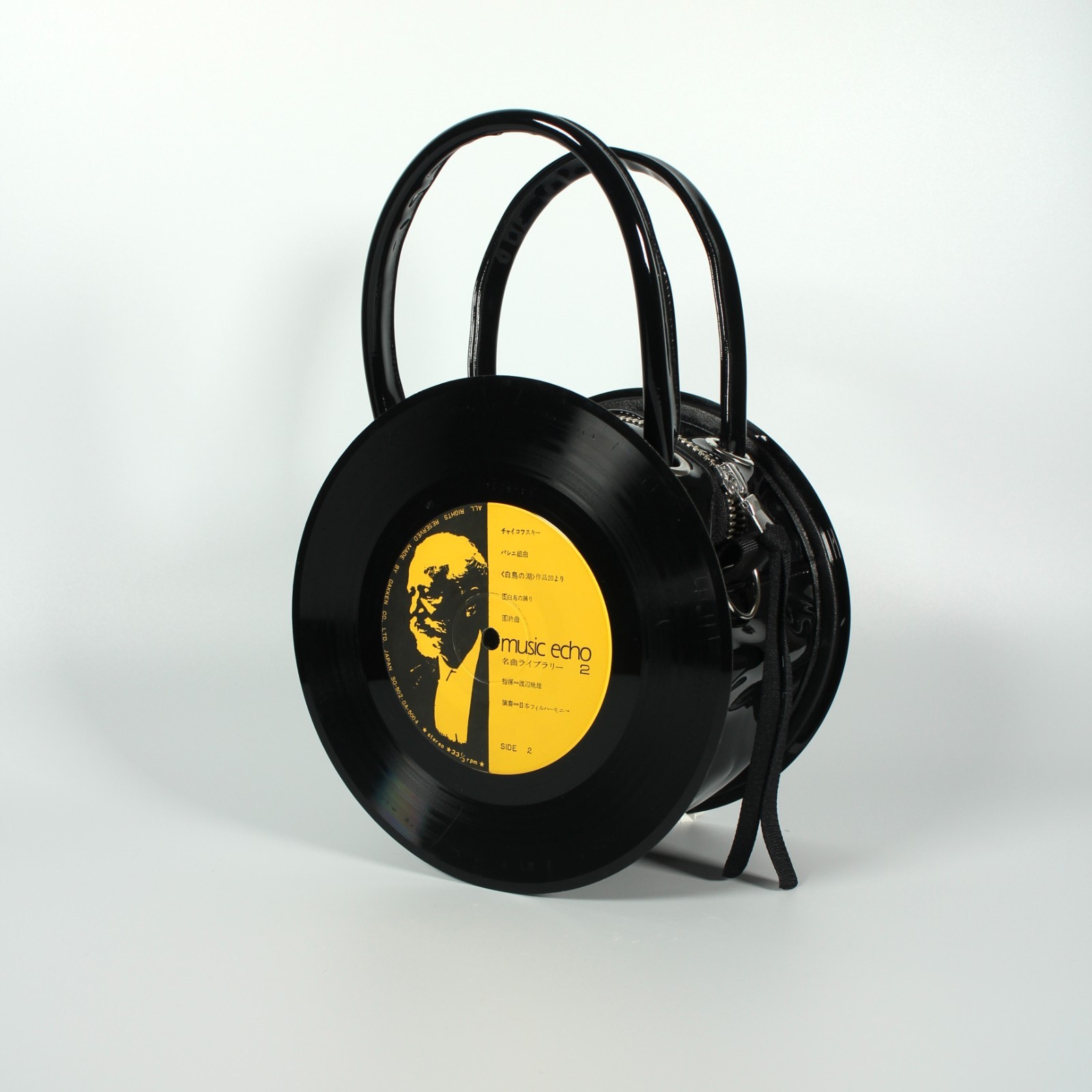 Upcycled 7-Inch Vinyl Record Handbag Spin Mini Made in Japan WAXTONE