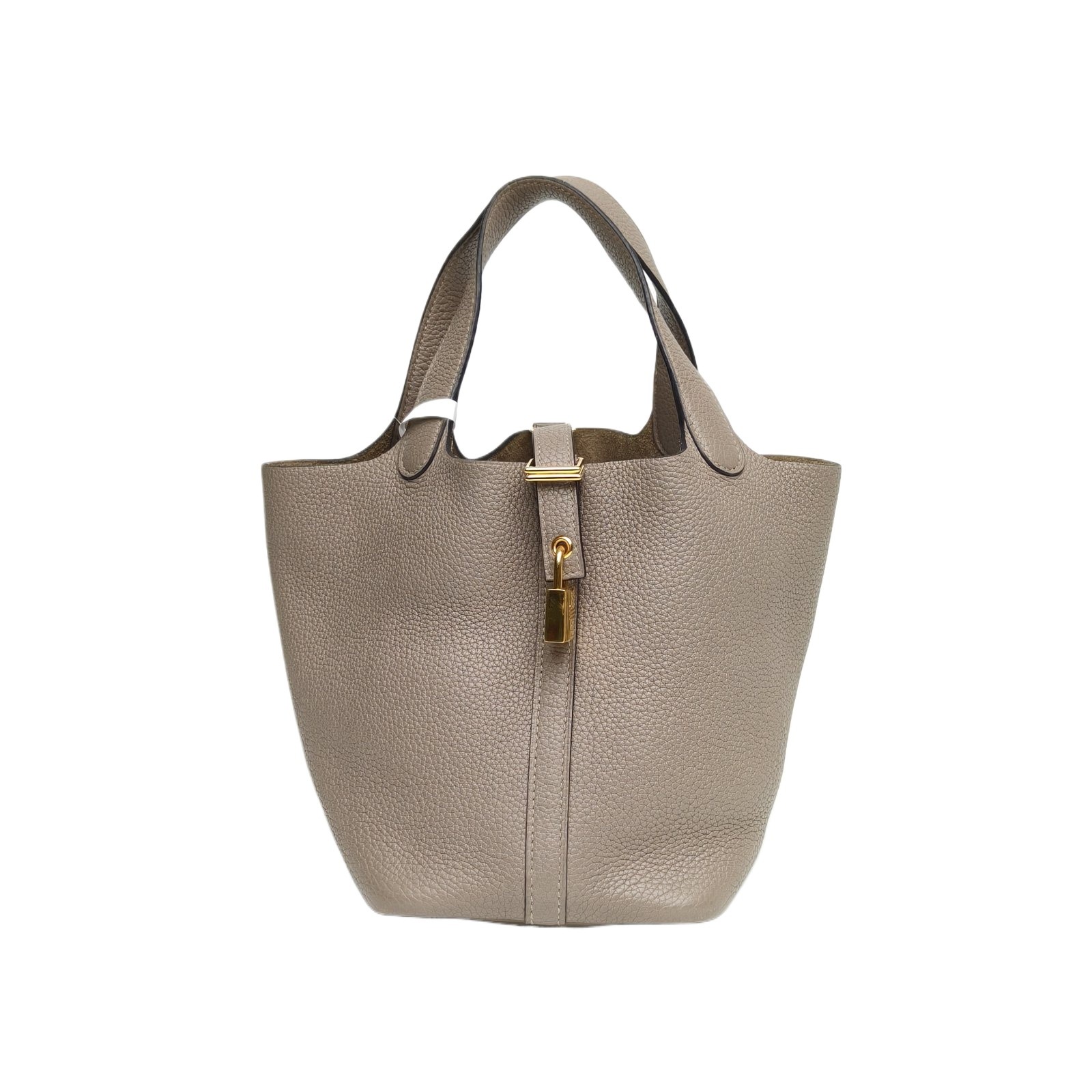 HERMES Picotin 18cm Gris Galaxie(M8) Clemence Leather 2019 Handbag