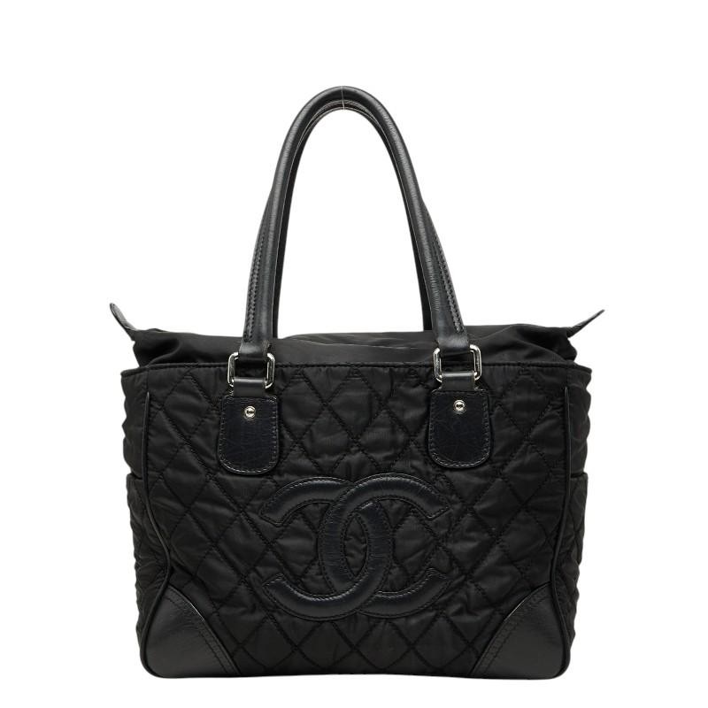 Chanel Coco Mark Paris New York Line Tote Bag Shoulder Bag A33100 Black Nylon