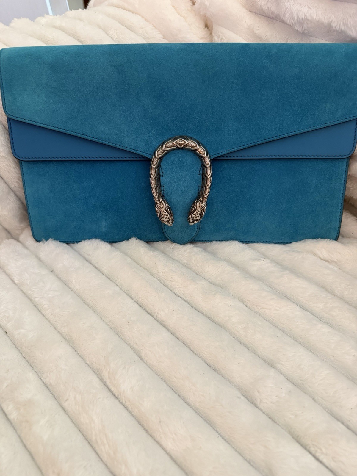 Gucci Dionysus Suede Envelope Clutch with Antique Silver-Tone Hardware