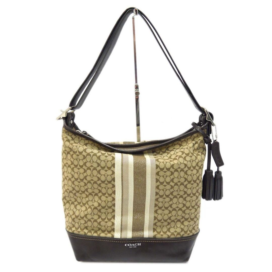 COACH Legacy Mini Signature Stripe Duffle Shoulder Bag Tassel Crossbody Leather